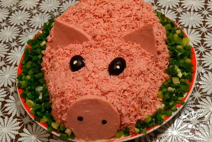 Салаты в виде свиньи на новый год 2019 - пошаговые рецепты с фото