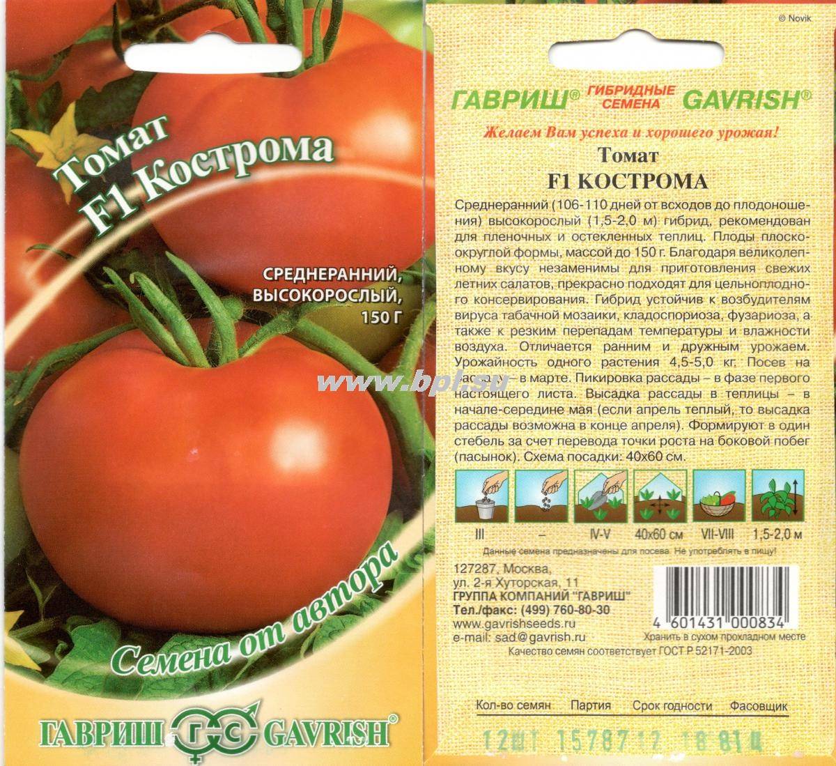 Описание гибридного томата Кострома и советы дачников по выращиванию сорта