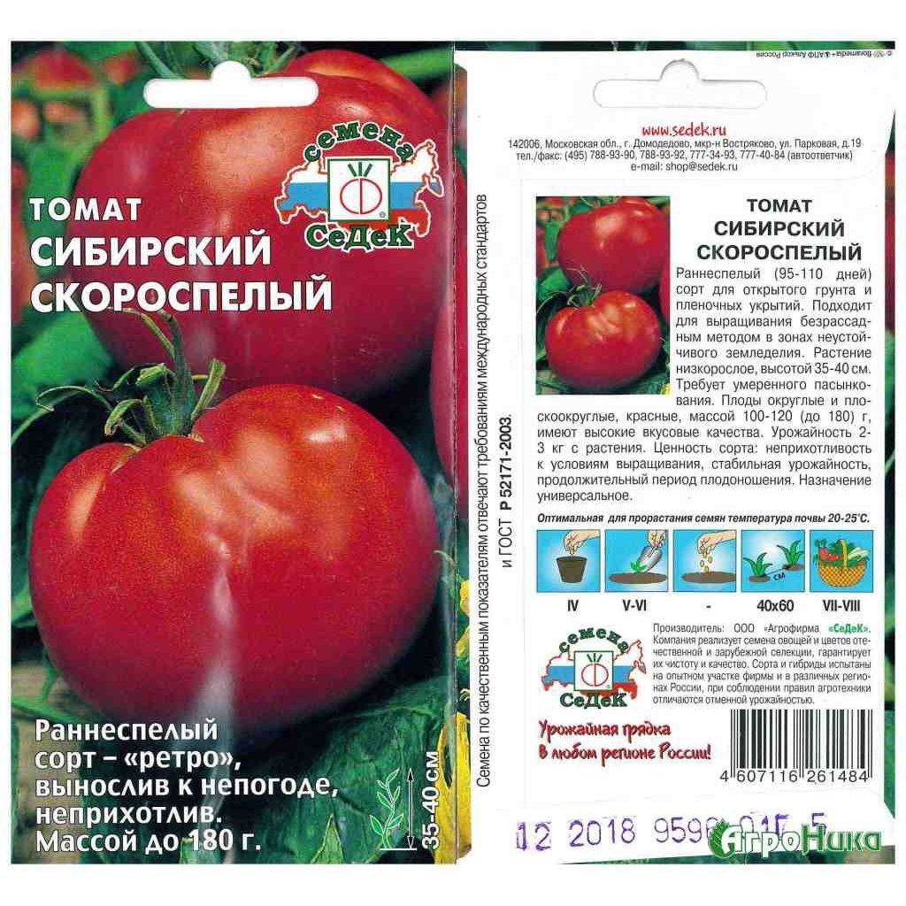 Томат сибирский скороспелый: характеристика и описание сорта, урожайность, отзывы с фото