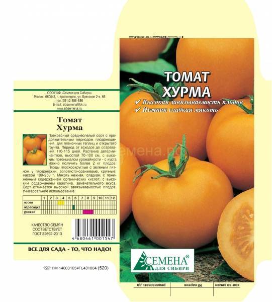 Сорта томатов: 			хурма
