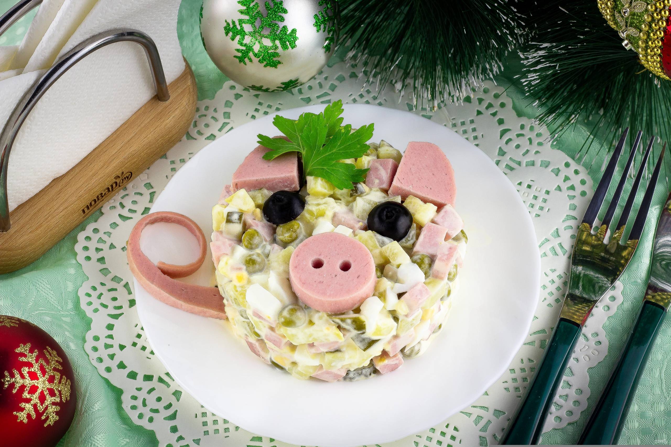 Салат в виде свиньи на новый год — 8 пошаговых рецептов